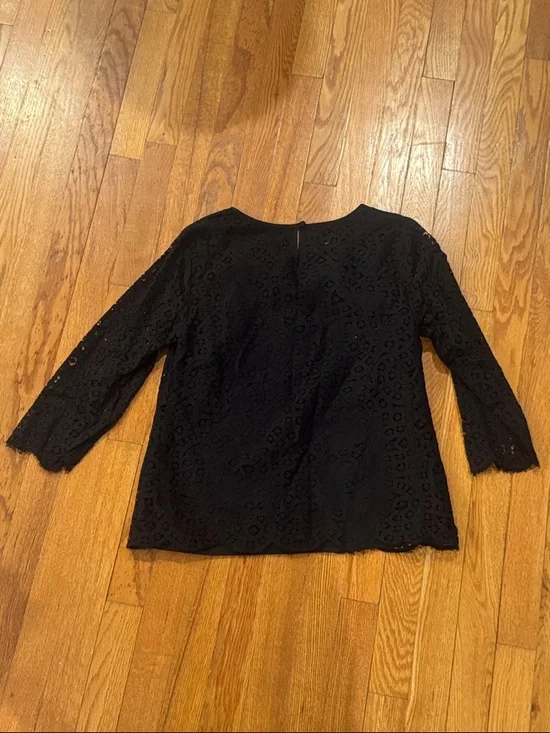 J. Crew Women’s Black Eyelet Lace 3/4 Sleeve Tunic Size 6 - Picture 6 of 6